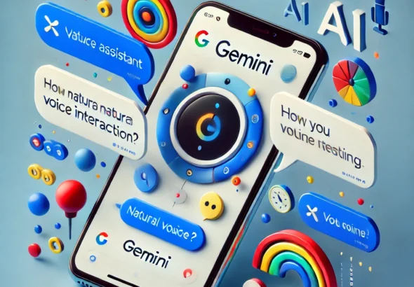 DALL·E 2024-11-14 23.06.20 - A visual representation of Google's Gemini AI Assistant on an iPhone. The image should depict the iPhone screen with the Gemini app open, showcasing n